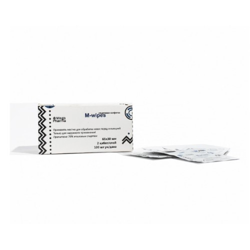 Салфетка спиртовая M-wipes 65*30мм Mega Pharma