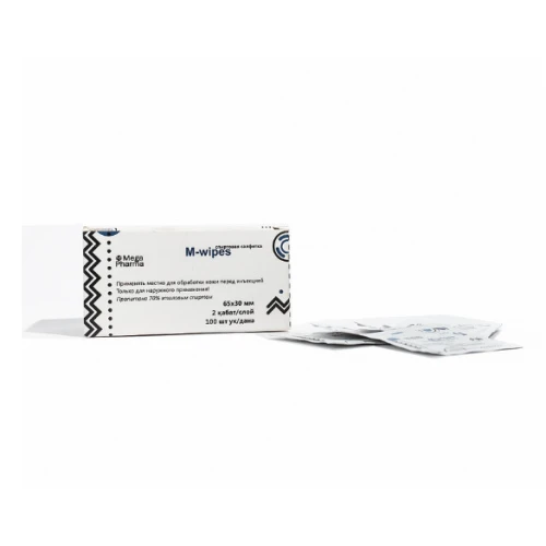 Салфетка спиртовая M-wipes 65*30мм Mega Pharma